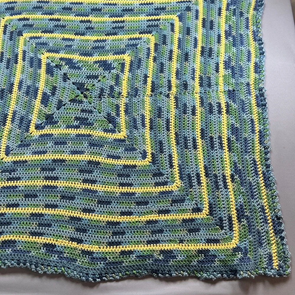 Handmade Crochet Blanket Throw Multi Geometric Knitted Birthday Gift (44
